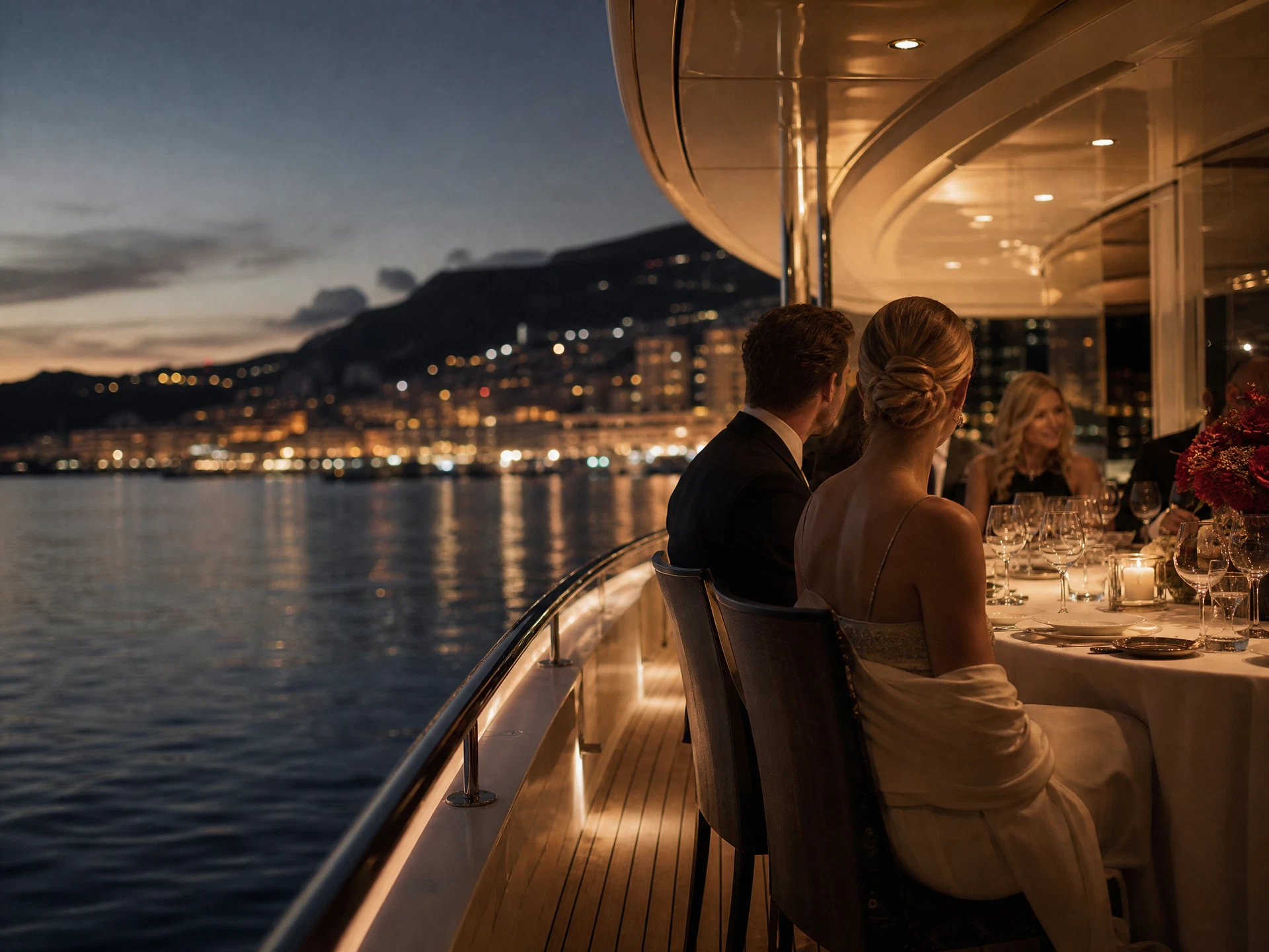 Dinner on a Monaco yacht during Grand Prix race week